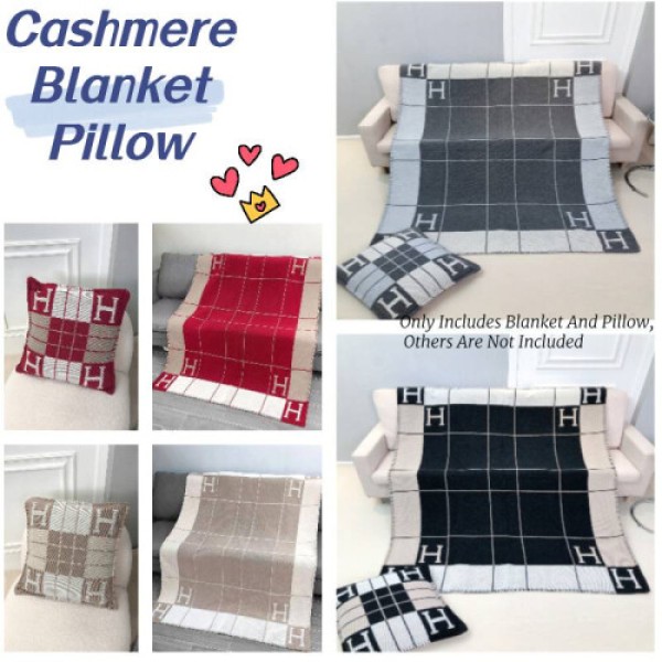 (Black Blanket) Cashmere Wool Throw Blanket, Plaid, Sofa Cushion, Office, Nap, Camping, Airplane, Color